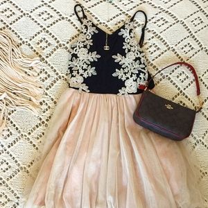 black and tan ball dress